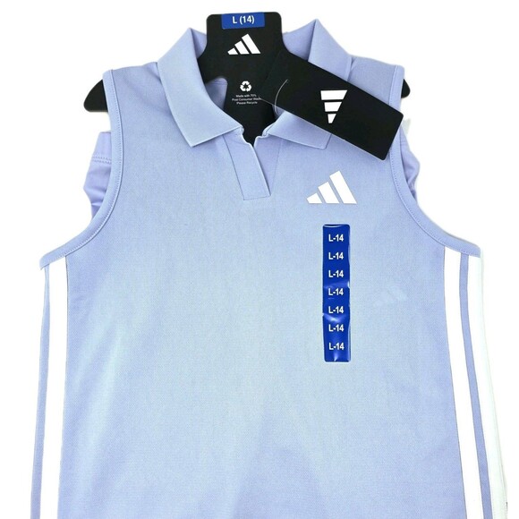 adidas Youth Polo Dress + Bike Shorts 2-pc Set Purple Violet Girls Size L (14) - Picture 15 of 16